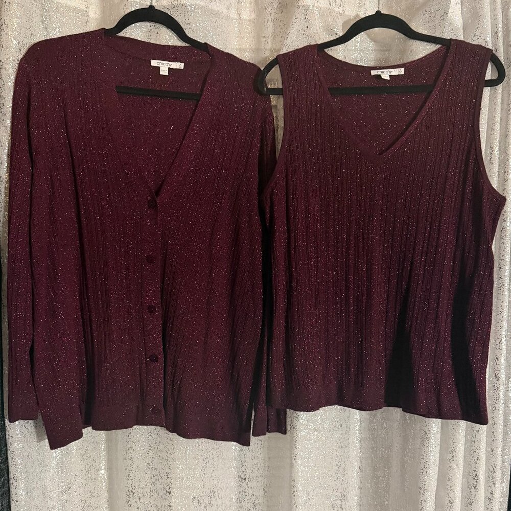Chico's Metallic Sweater Set  Chico's Size 4 & 3 = XL